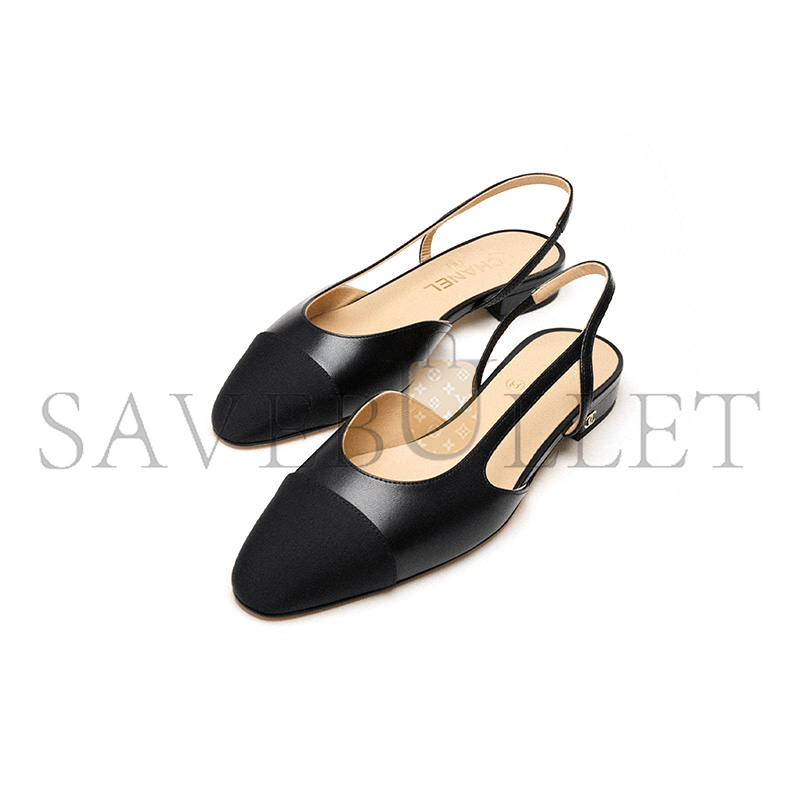 CHANEL SLINGBACKS GOATSKIN & GROSGRAIN BLACK G31319